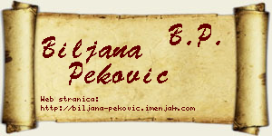 Biljana Peković vizit kartica